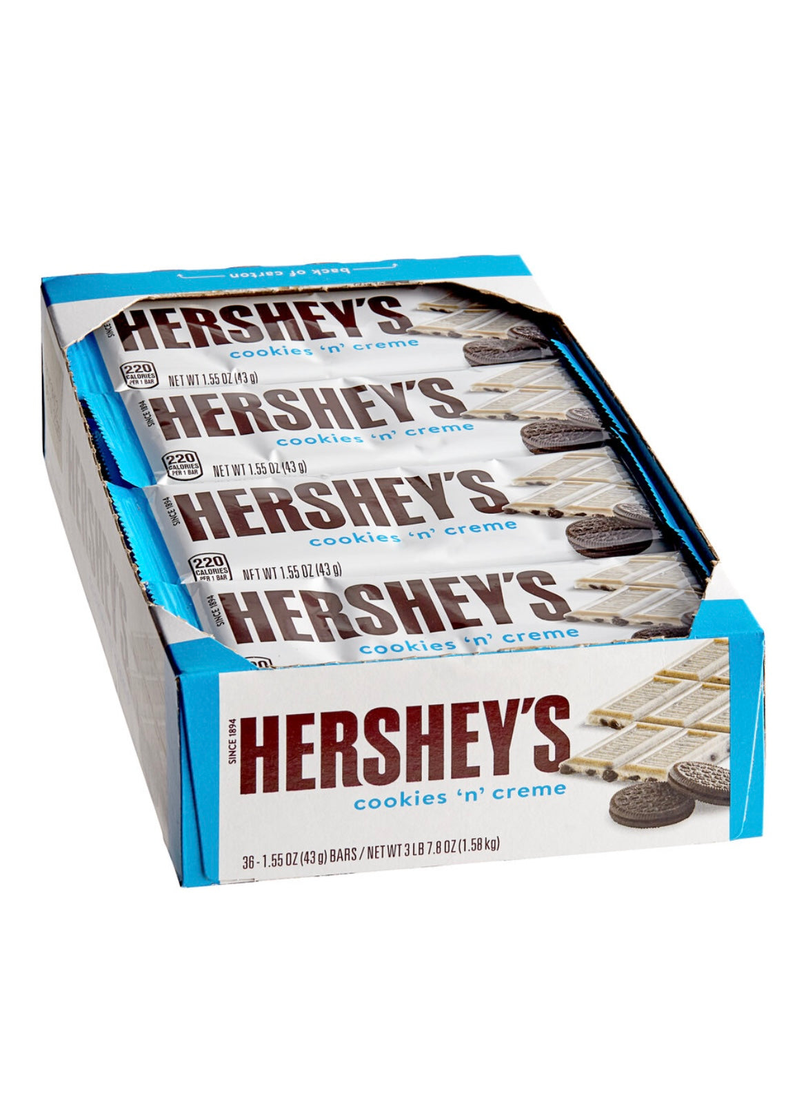 HERSHEY’S Cookies ‘n’ Creme Chocolate Bar 1.55 oz. - 36/Box