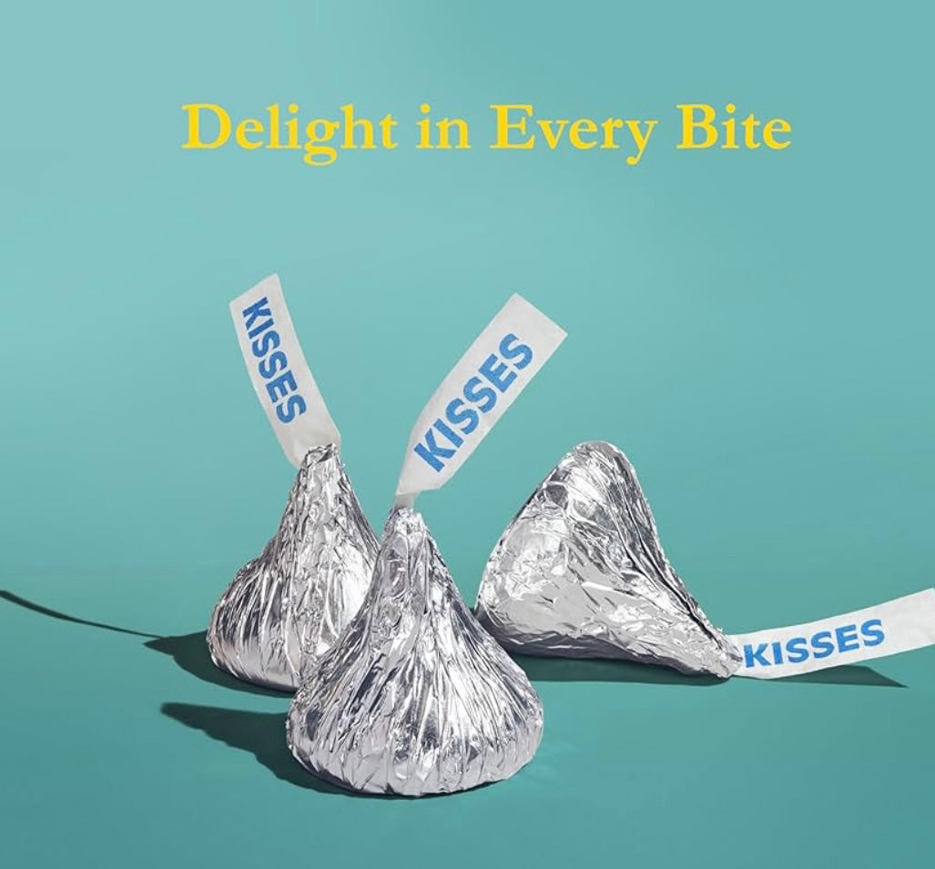1 Lb Bag HERSHEY'S Kisses Milk chocolate , Classic Silver Wrap