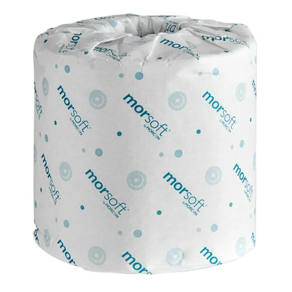 Morsoft 3 1/4" x 4" Individually Wrapped 2-Ply 400 Sheet Toilet Paper Roll - 96/Case