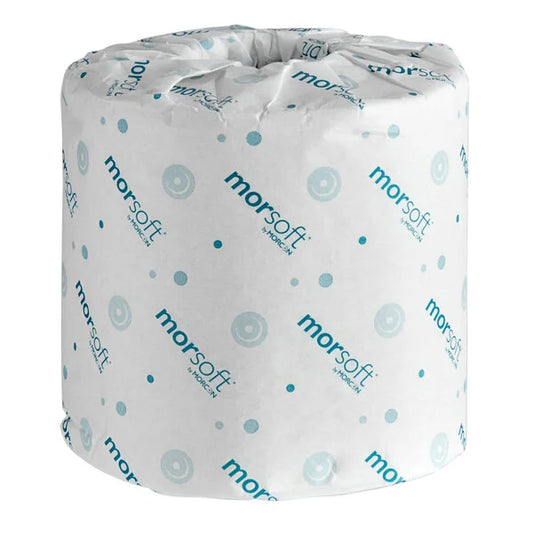 Morsoft 3 1/4" x 4" Individually Wrapped 2-Ply 400 Sheet Toilet Paper Roll - 96/Case
