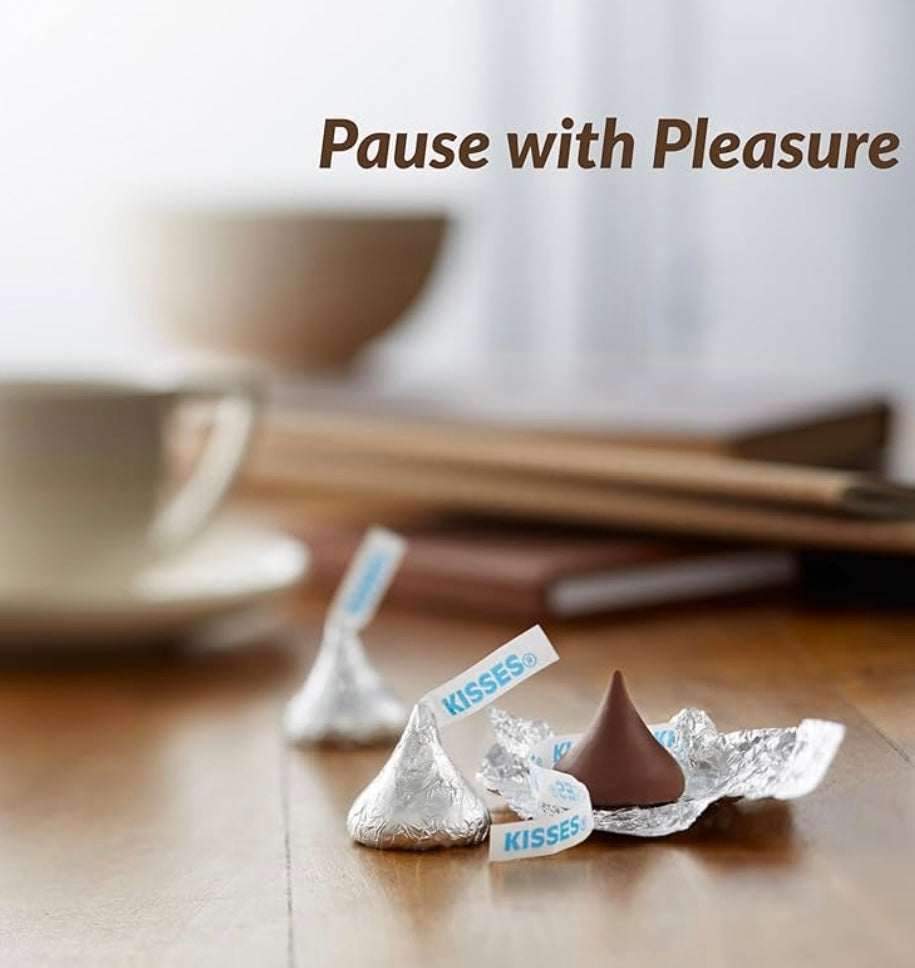 1 Lb Bag HERSHEY'S Kisses Milk chocolate , Classic Silver Wrap