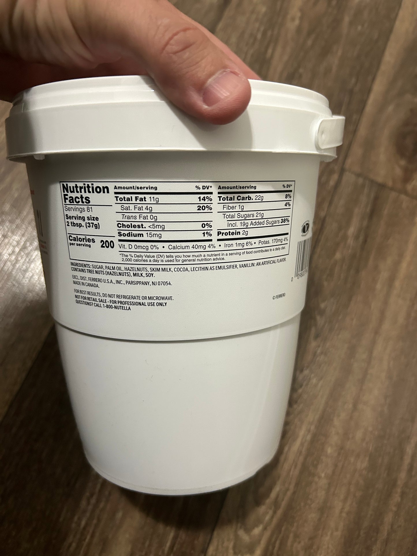NUTELLA Halzenut Spread Tub Bulk  6.6 LB