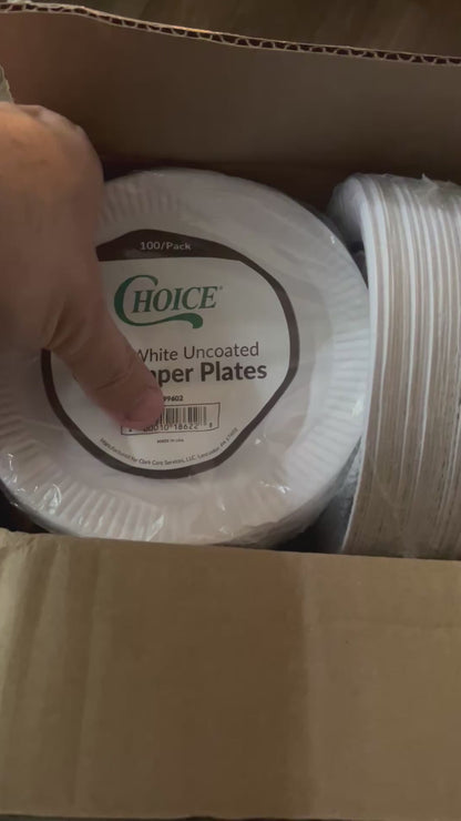 Choice 6” White Uncoated Paper Plates – 1,000/Case